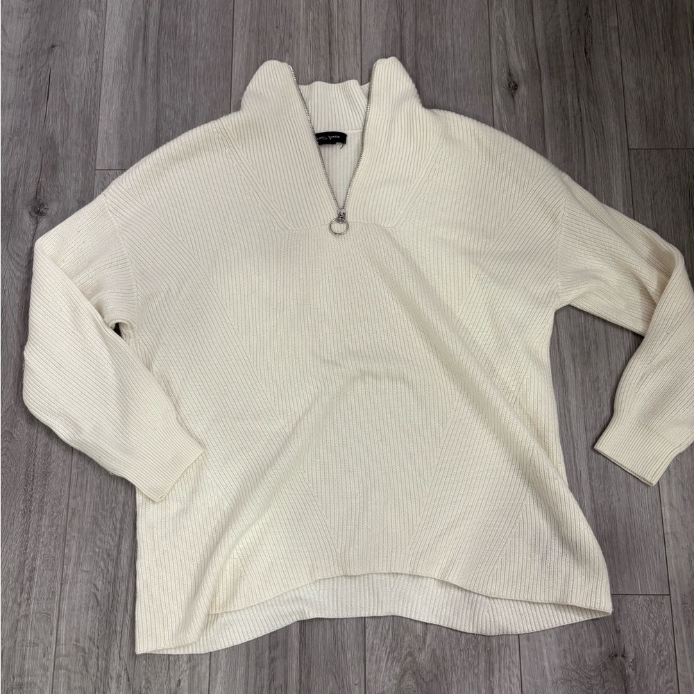 Club Monaco Cream Quarter Zip Sweater